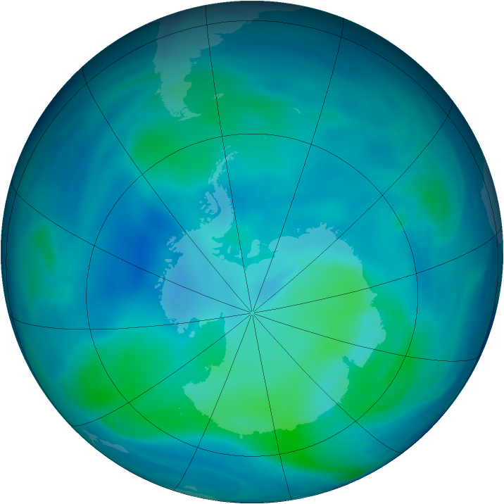 Antarctic ozone map for 27 February 2007